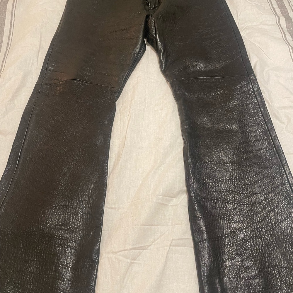 NWT!! DKNY Genuine Black Leather Pants Sz 36